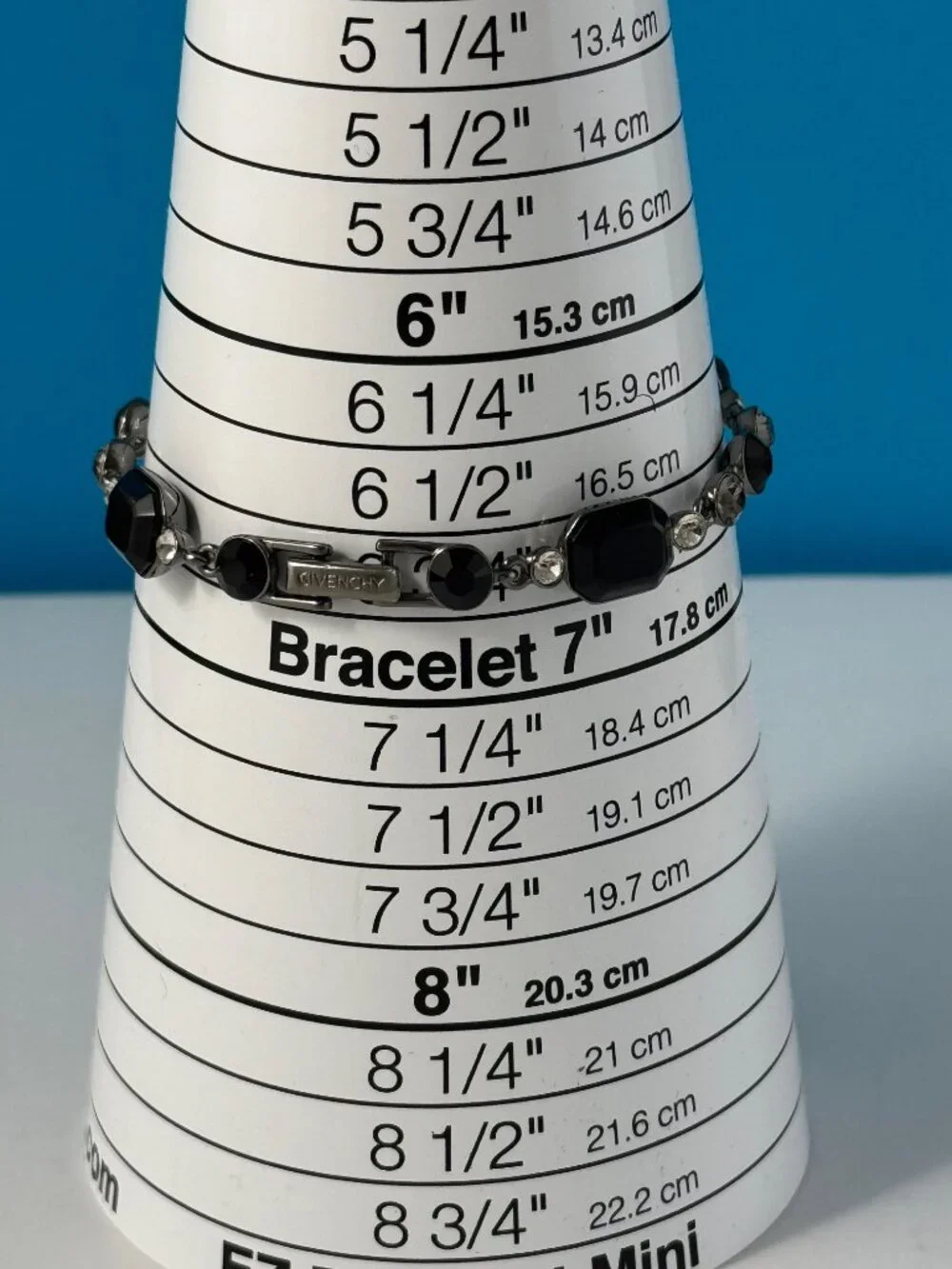Givenchy Gunmetal Tone Black & Clear Crystal Link Bracelet 7